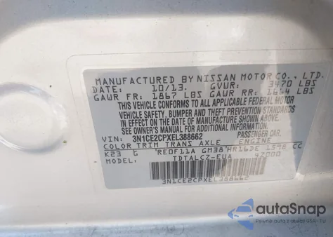 2014 Nissan Versa Note S Plus z USA, uszkodzony, nr VIN 3N1CE2CPXEL388662